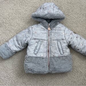 etsey Johnson Girls Coral Quilted Puffer Jacket w/Hood.  18 Months